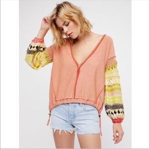 Free people Crochet Sweatshirt! Orange and neon
